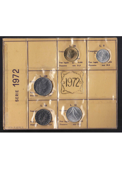 1972 - Serie monete  Fior di Conio 5 pezzi